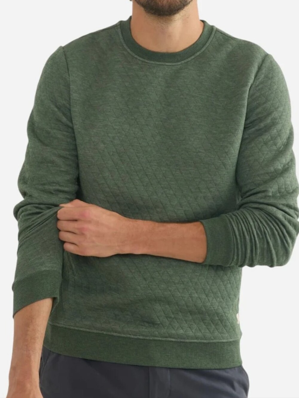 Marine Layer Corbet Quilted Crewneck Olive M